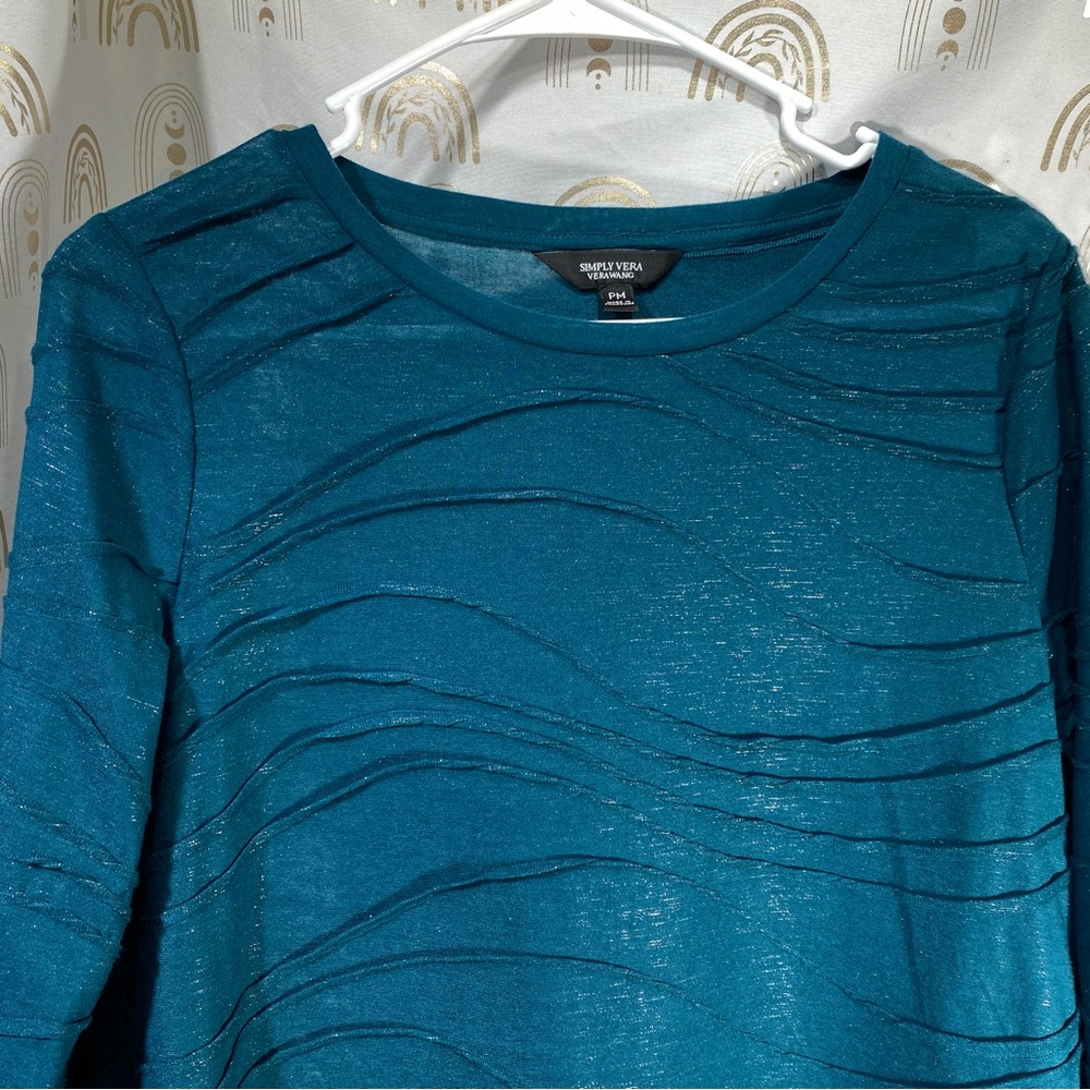 Vera Wang Teal Textured Blouse - Picture 2 of 6
